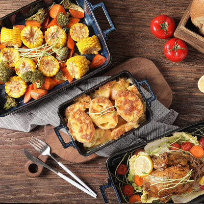 Ceramic Bakeware Set, Porcelain Rectangular Lasagna Pans Casserole Dish Set for Baking, Cooking, Kitchen, Cake Dinner, Banquet and Daily Use, 3 PCS, 15 X 8.5 Inches(Blue)