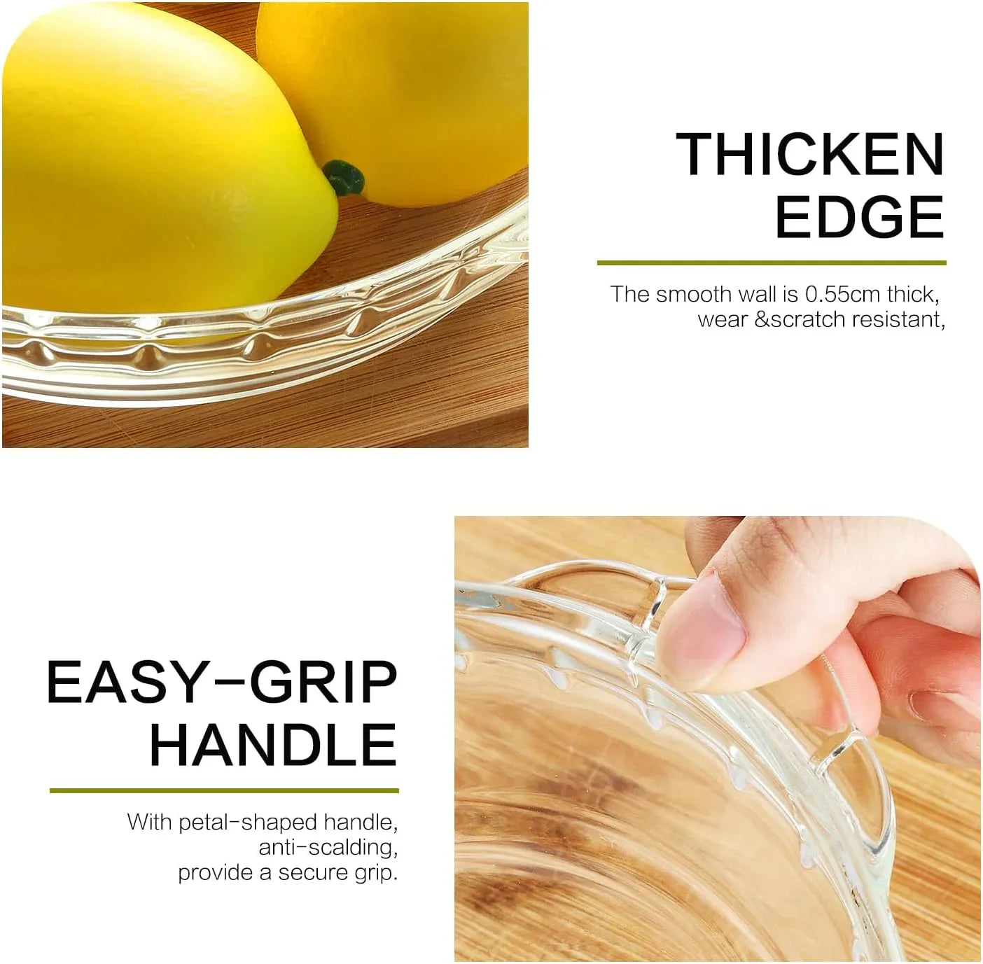 4 Packs Glass Pie Plates,  Deep Pie Pans Set (7"/8"/9"/10"), Pie Baking Dishes with Handles for Baking and Serving, Clear