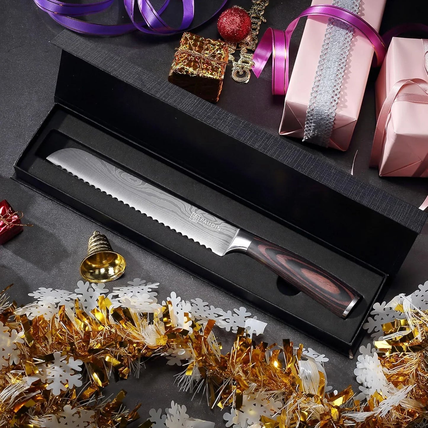 Bread Knife, 10 Inch Serrated Knife, German Stainless Steel Bread Knife for Homemade Bread, Razor Sharp Edge for Efficient Slicing Sourdough Bread, Bagels, Cake