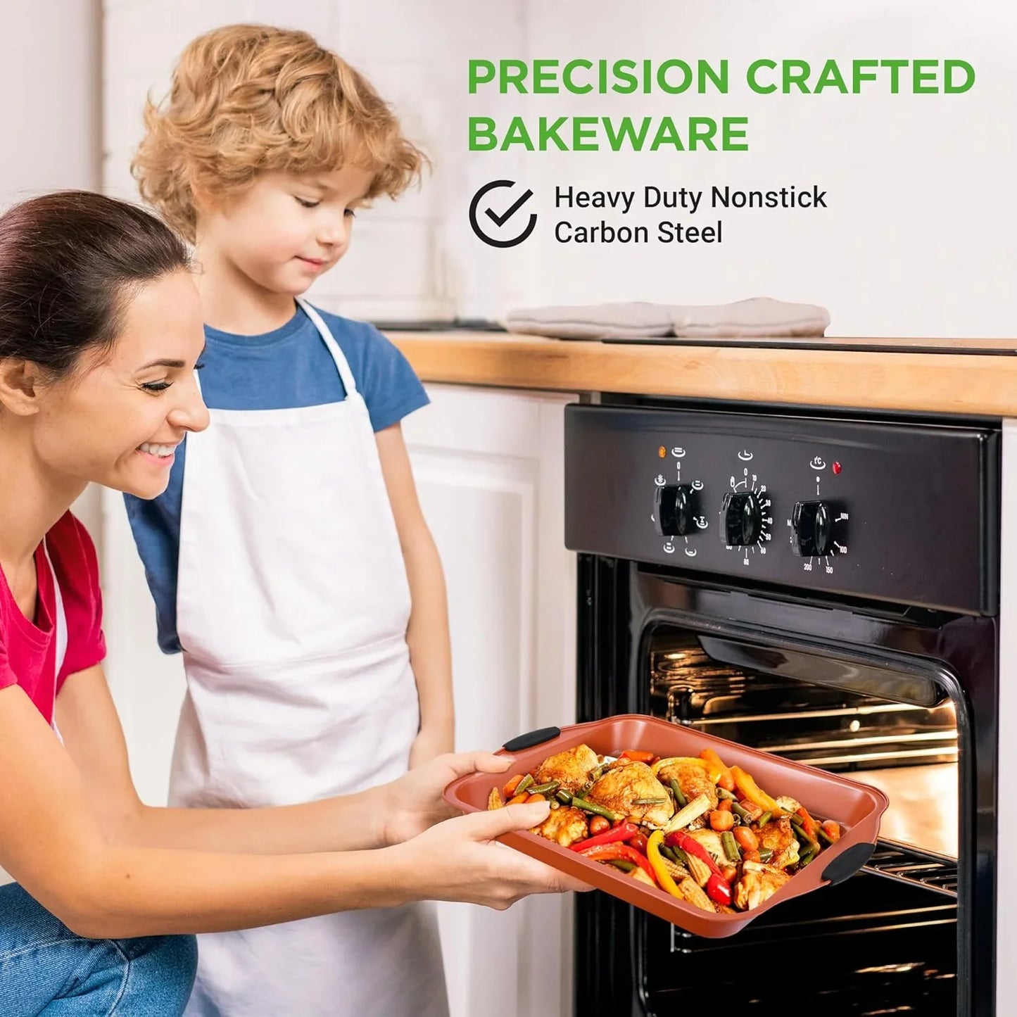 10-Piece Nonstick Baking Pans Set – Bakeware Sets for Cookies, Cakes, & Roasting - Bakeware Includes Cookie Sheet, Muffin Pan, Cake Pan, & Pizza Pans