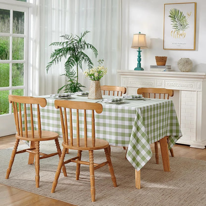 Checkered Tablecloth Rectangle Waterproof Gingham Table Cloth Washable Buffalo Plaid Table Cover Wrinkle Free for Kitchen, Dining and Outdoor Picnic, 60 X 120 Inch, Sage Green and White