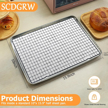 5PCS Cooling Racks for Cooking and Baking 10" X 16" Wire Rack Baking Rack, Cookie Rack, Heavy Duty Stainless Steel Wire Rack for Grilling, Roasting, Cooking, Drying