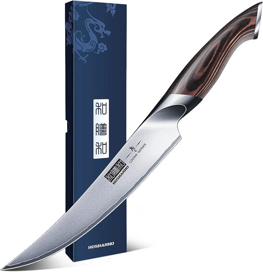 Boning Knife 6 Inch, High Carbon Stainless Steel Fillet Knife for Fish, Professional Japanese Sharp Kitchen Filleting Knives for Meat Cutting