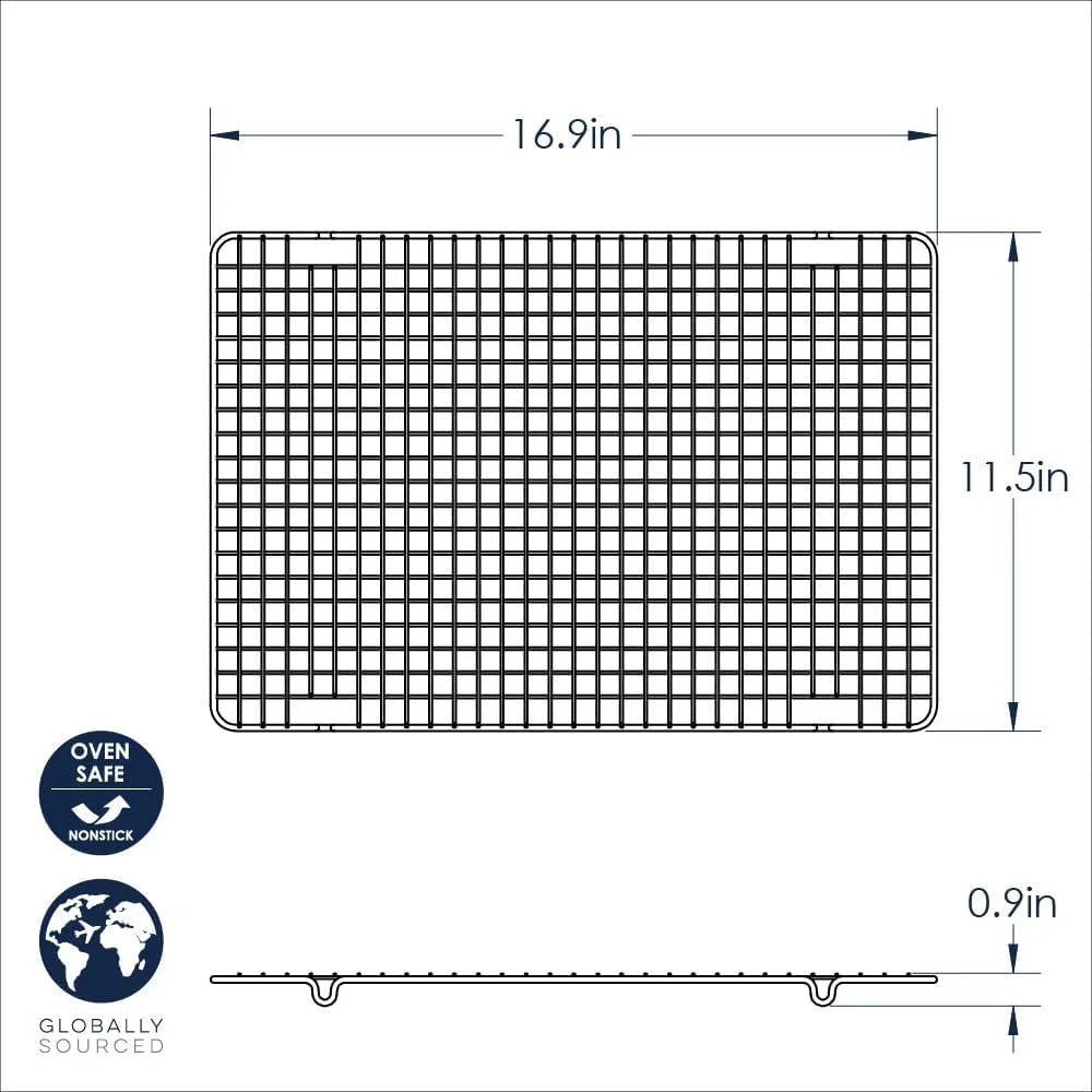 Oven Safe Nonstick Baking & Cooling Grid (1/2 Sheet), One Size, Steel