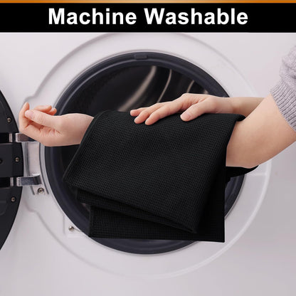 100% Cotton Waffle Weave Kitchen Towels - 4 Pack Soft and Absorbent Dish Towels - 16 X 26 Inches Quick Dry Hand Towels - Black