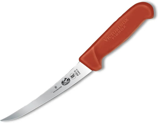 - Swiss Army 5.6601.15 Curved Semi-Stiff Boning Knife W/ 6" Blade, Red Fibrox® Pro Handle