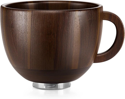 Wooden Bowl with Handle, Kitchen Space Aid Acacia Wood Mixing Bowls Holder for Stand Mixer, Compatible with 4.5 & 5 QT Tilt-Head Models Kitchen, Natural Wood