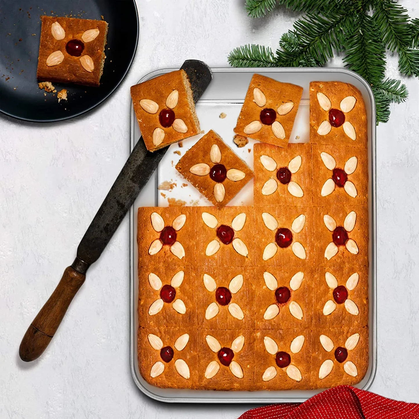 Baking Pans Set of 3, Stainless Steel Sheet Cake Pan for Oven - 12.5/10.5/9.4Inch, Rectangle Bakeware Set for Cake Lasagna Brownie Casserole Cookie, Non-Toxic & Healthy, Dishwasher Safe