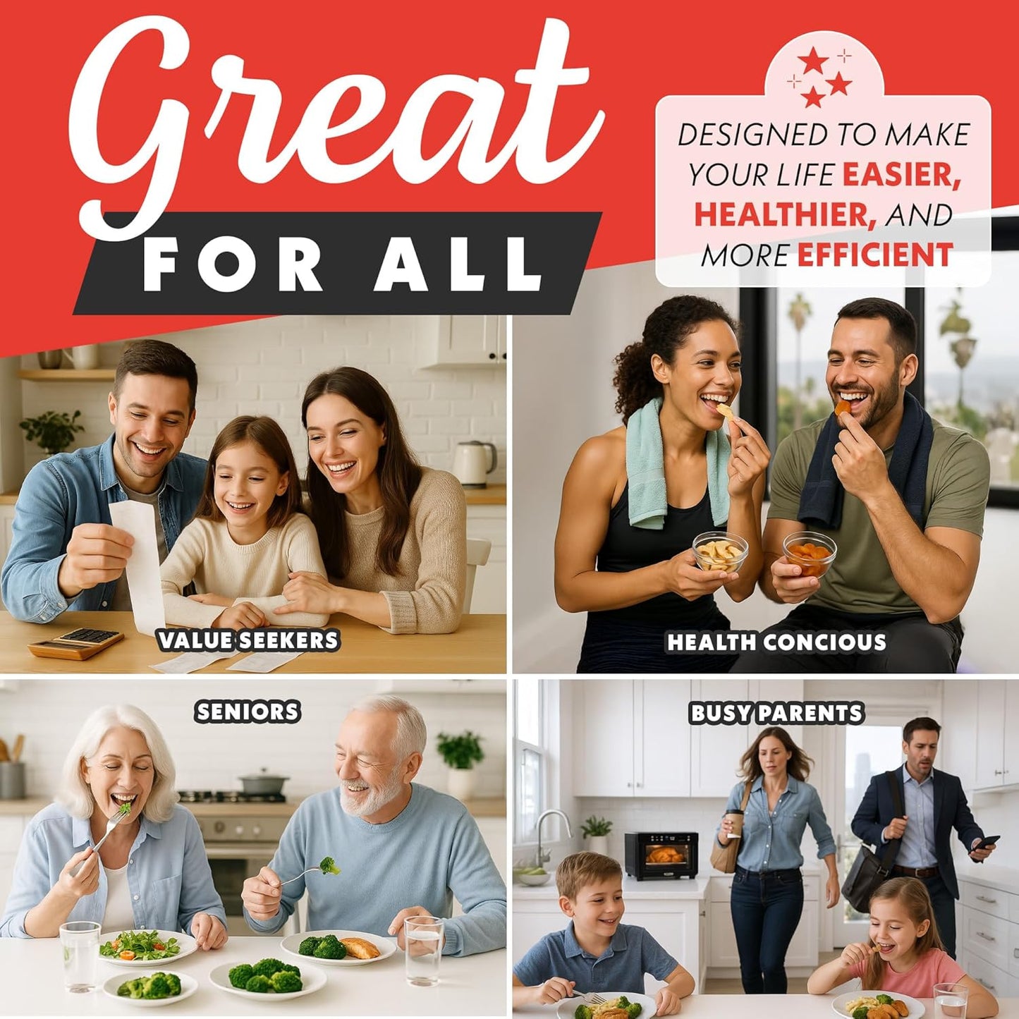 Toaster Oven Digital Air Fryer - Convection Mode with 4 Slice Capacity, 3 Rack Positions, 12 Presets, Toast, Bagel, Bake, Roast, Broil, Dehydrate, Popcorn, Fits 9" Pizza, Stainless Steel