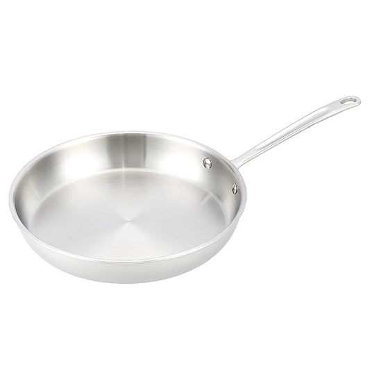 Tri-Ply Stainless Steel Fry Pan, 12 Inch, Silver, Evenly Distributes Heat, Sturdy Handle