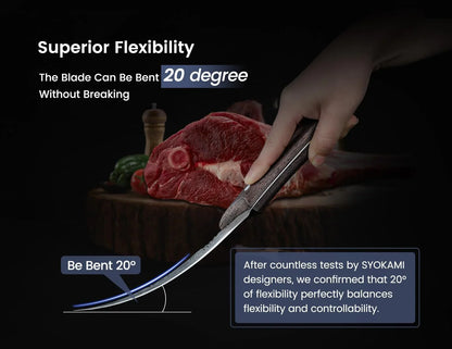 Boning Knife for Meat Cutting, 6.7 Inch Fillet Knife with Wood Handle, High Carbon Razor Sharp Flexible Blade for Deboning, Trimming, Damascus Pattern Full Tang Design, House Warming Gifts