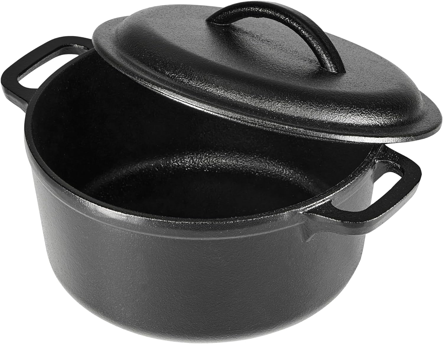 Pre-Seasoned Cast Iron Mini Dutch Oven Pot with Lid and Dual Handles, Oven Safe, 2-Quart, Round, Black
