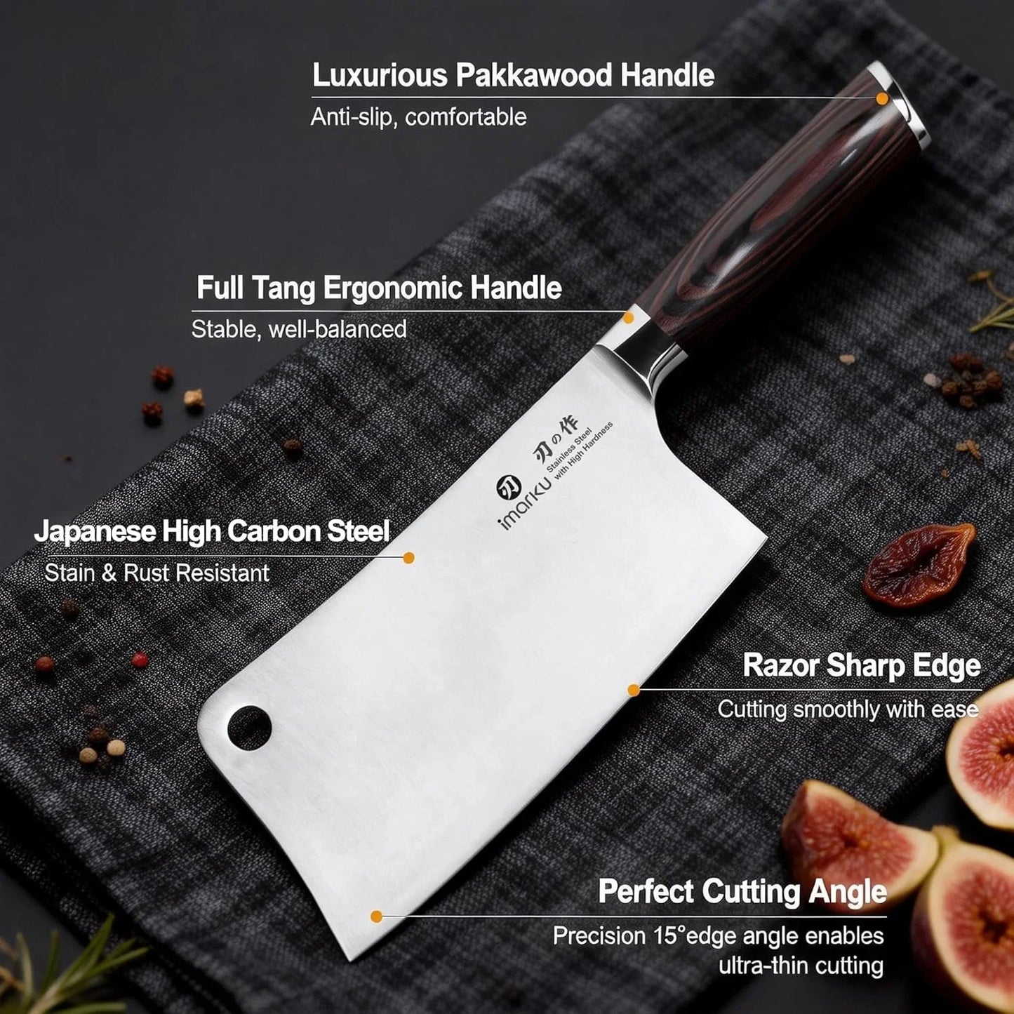 Cleaver Knife 7 Inch Meat Cleaver, Japanese High Carbon Stainless Steel Butcher Knife with Ergonomic Handle, Ultra Sharp Chopping Knife, Kitchen Gadgets for Home/Restaurant, Gifts for Men Women