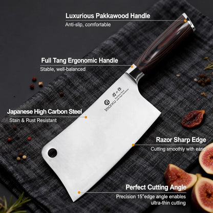 Cleaver Knife 7 Inch Meat Cleaver, Japanese High Carbon Stainless Steel Butcher Knife with Ergonomic Handle, Ultra Sharp Chopping Knife, Kitchen Gadgets for Home/Restaurant, Gifts for Men Women