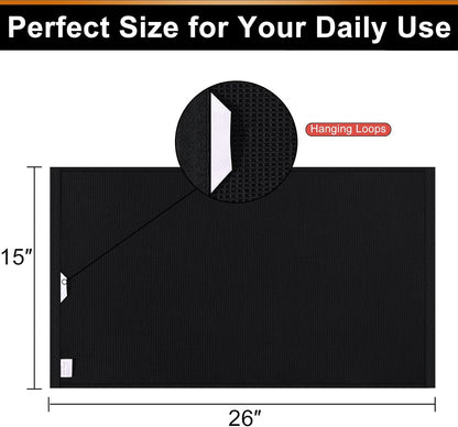100% Cotton Waffle Weave Kitchen Towels - 4 Pack Soft and Absorbent Dish Towels - 16 X 26 Inches Quick Dry Hand Towels - Black
