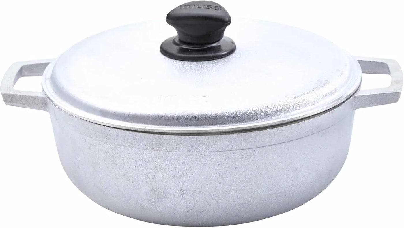 Traditional Caldero Made in Colombia with Lid, 4.8 Quart, Silver