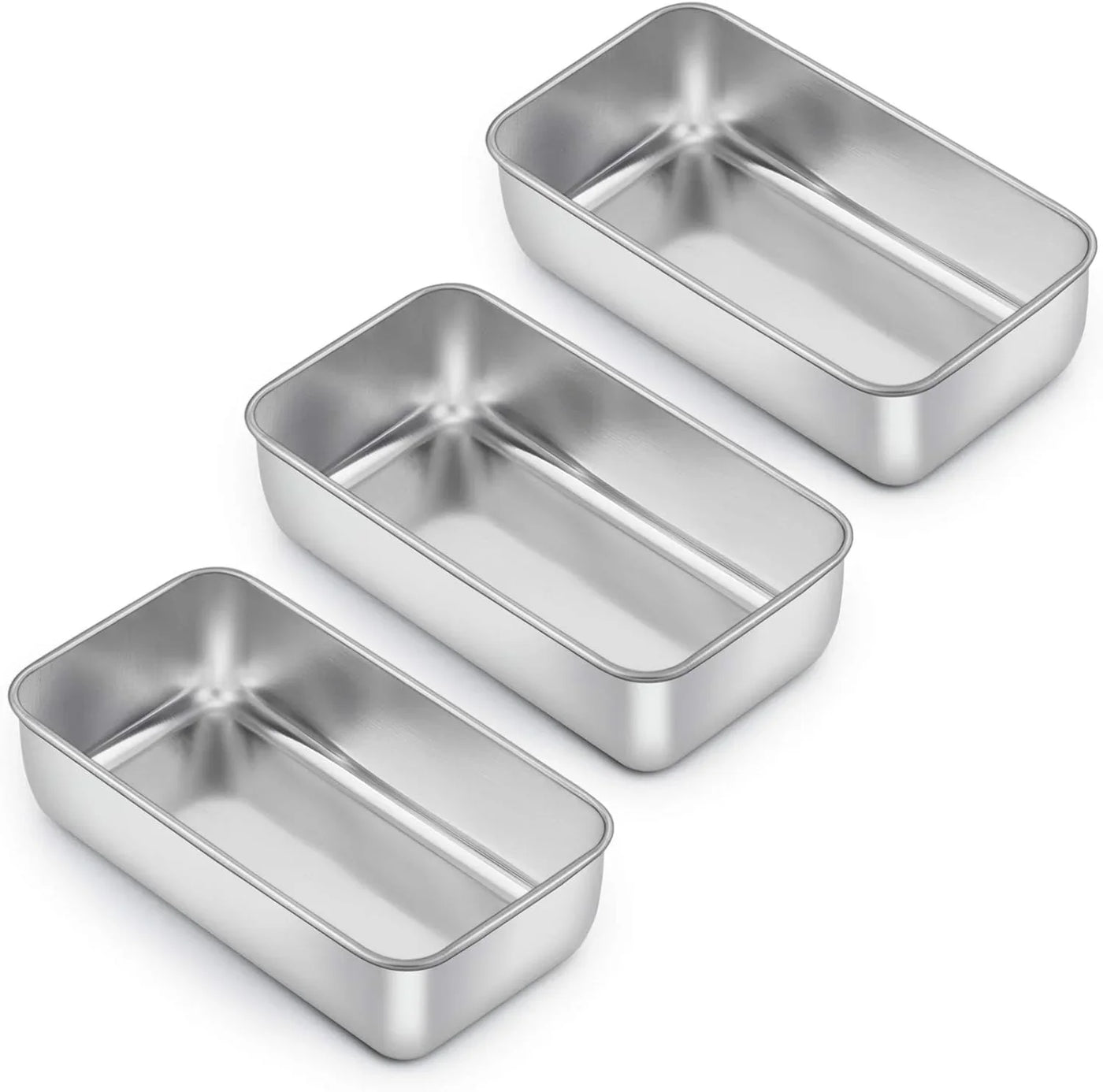 Loaf Pan for Baking Bread, 9 X 5 Inch Stainless Steel Baking Loaf Pans, Metal Bakeware for Bread Meatloaf Cake Brownies, Healthy & Non Toxic, Easy Release & Dishwasher Safe - Set of 3