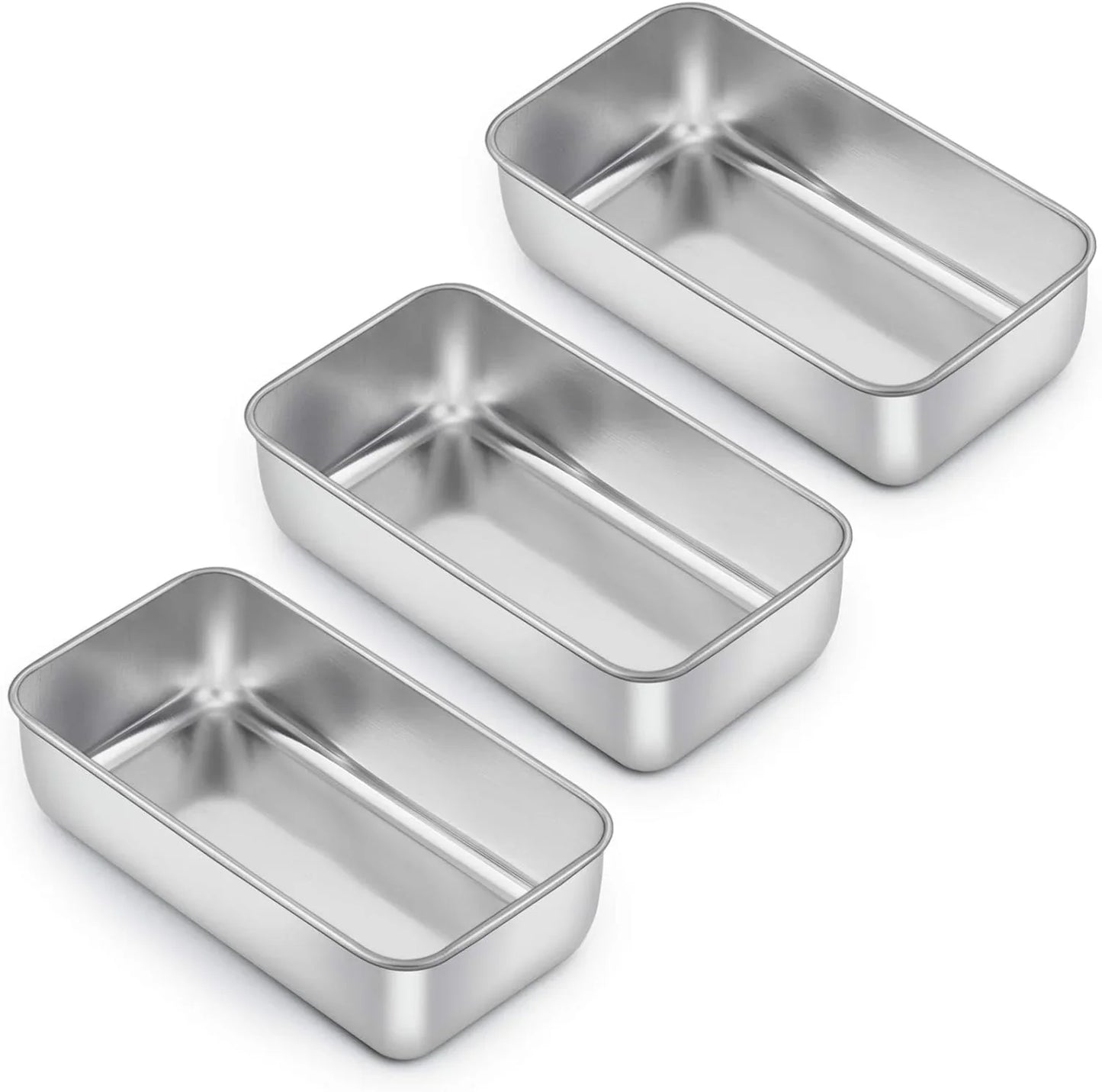 Loaf Pan for Baking Bread, 9 X 5 Inch Stainless Steel Baking Loaf Pans, Metal Bakeware for Bread Meatloaf Cake Brownies, Healthy & Non Toxic, Easy Release & Dishwasher Safe - Set of 3