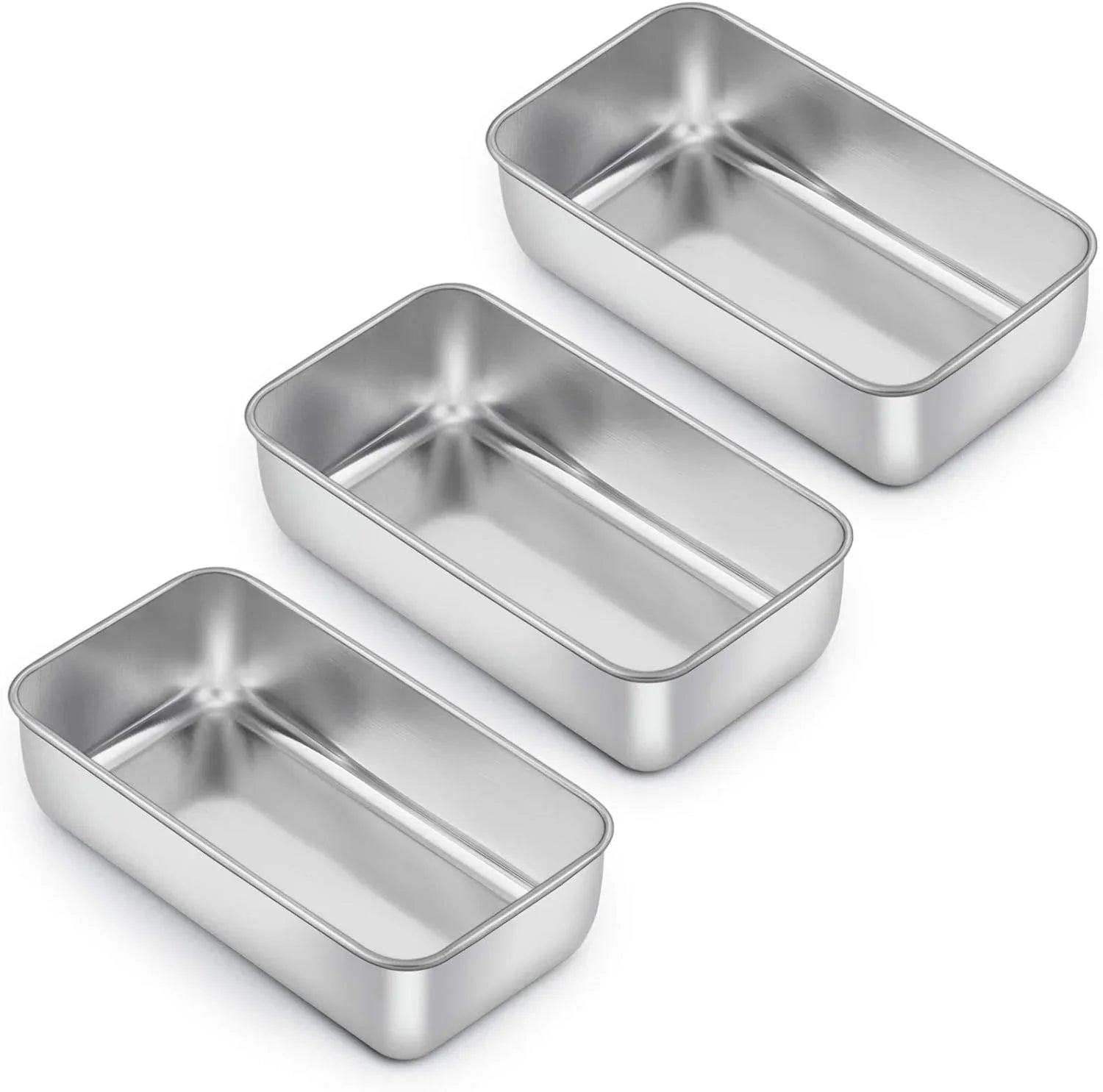 Loaf Pan for Baking Bread, 9 X 5 Inch Stainless Steel Baking Loaf Pans, Metal Bakeware for Bread Meatloaf Cake Brownies, Healthy & Non Toxic, Easy Release & Dishwasher Safe - Set of 3