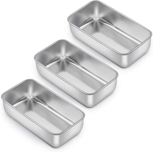 Loaf Pan for Baking Bread, 9 X 5 Inch Stainless Steel Baking Loaf Pans, Metal Bakeware for Bread Meatloaf Cake Brownies, Healthy & Non Toxic, Easy Release & Dishwasher Safe - Set of 3