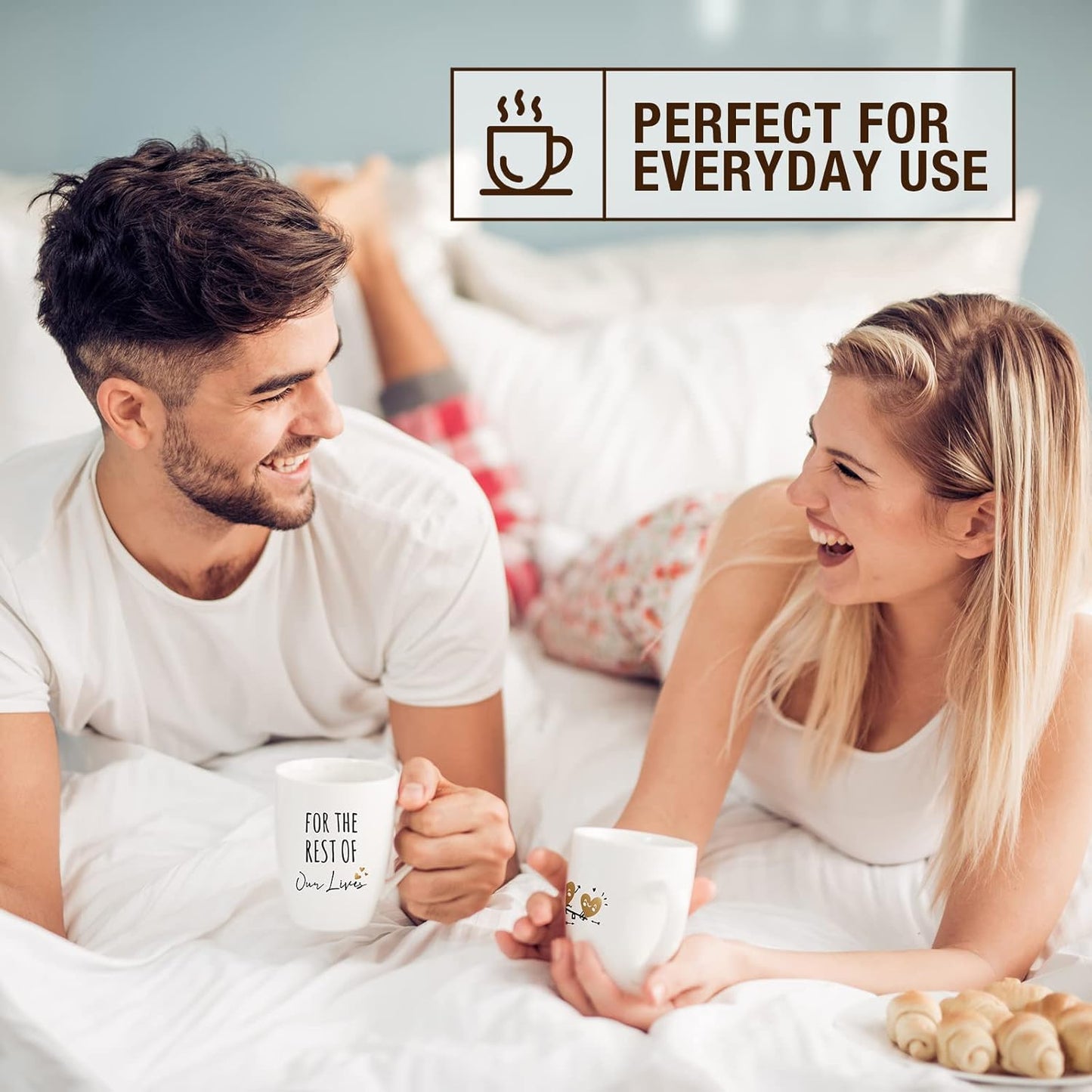 Ceramic Engagement Gifts for Couples Newly Engaged Unique Coffee Mugs Set of 2, 12 Oz| Bachelorette Bridal Shower Gift for Bride, Anniversary Wedding Gifts for Couple Housewarming Gift Ideas