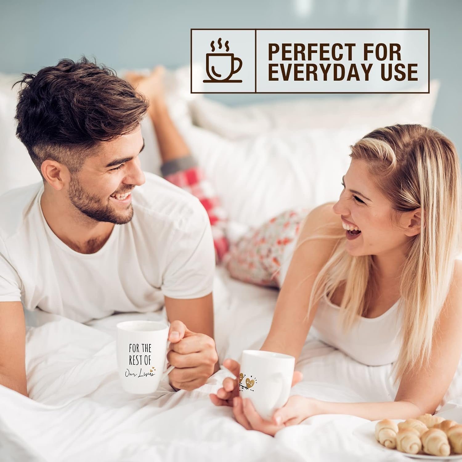 Ceramic Engagement Gifts for Couples Newly Engaged Unique Coffee Mugs Set of 2, 12 Oz| Bachelorette Bridal Shower Gift for Bride, Anniversary Wedding Gifts for Couple Housewarming Gift Ideas