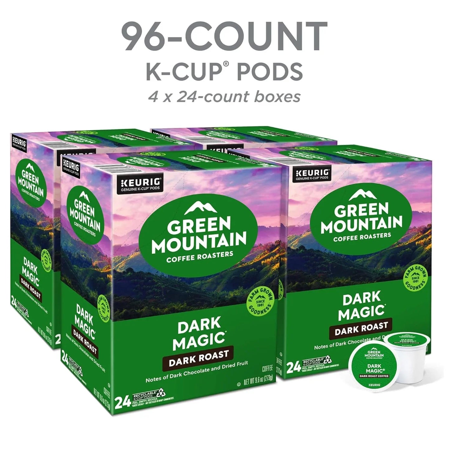 Dark Magic Coffee, Keurig Single-Serve K-Cup Pods, Dark Roast, 96 Count