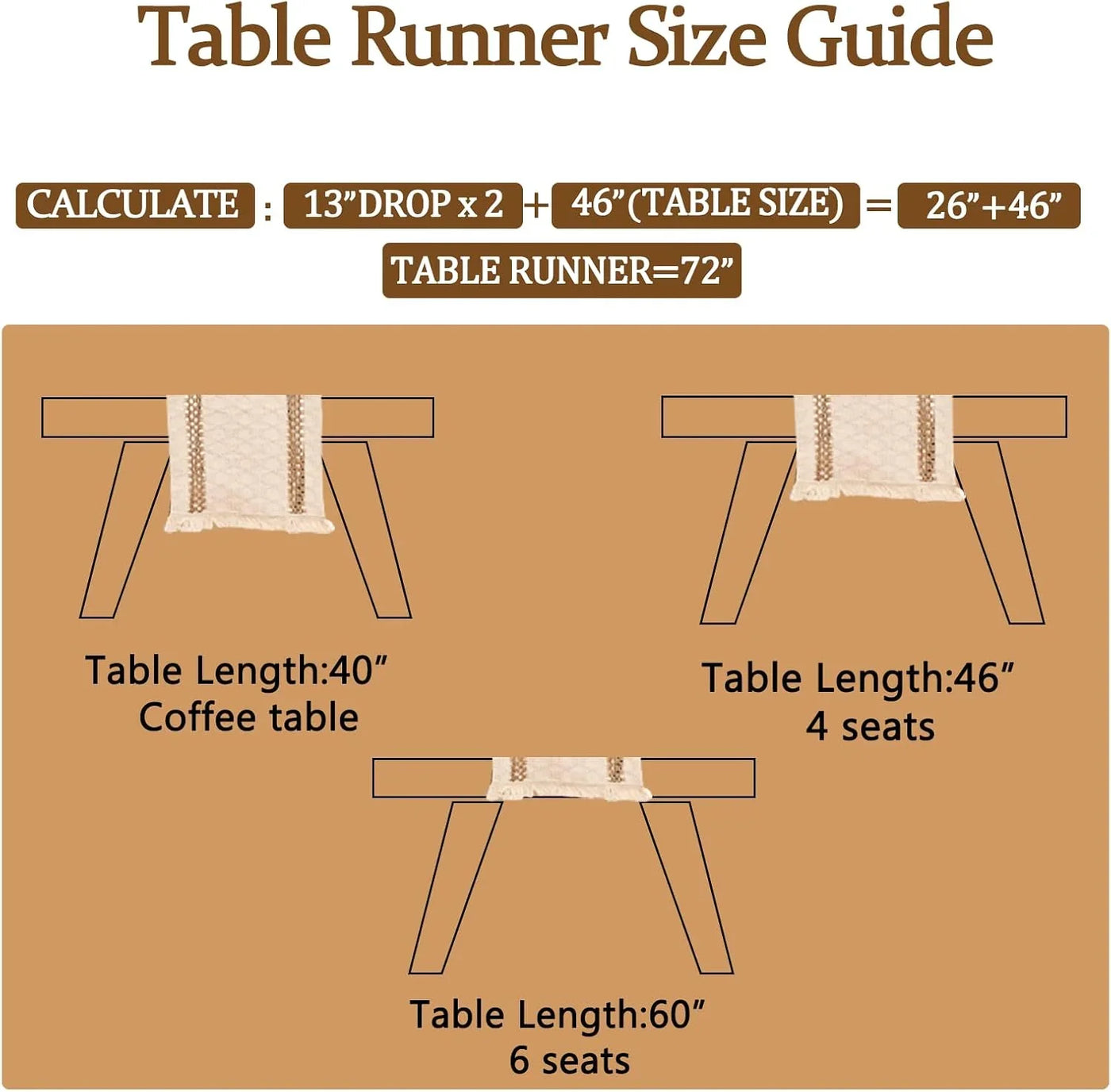 Boho Table Runner for Easter Spring Home Decor 72 Inches Long Farmhouse Macrame Easter Table Runner Cotton Linen Woven Table Runners for Summer Dining Table Decoration, Beige & Brown