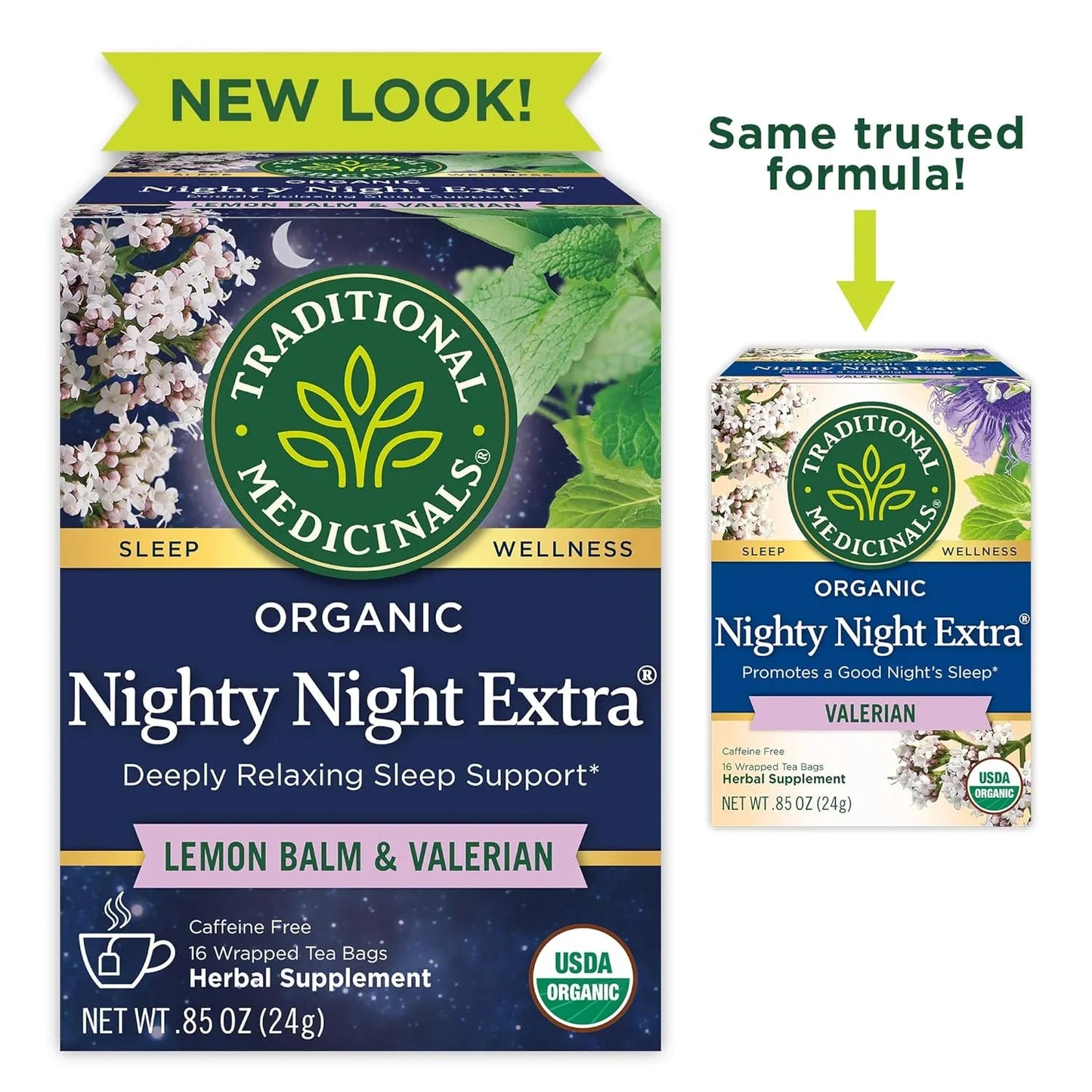 Organic Nighty Night Extra Tea with Valerian Root for Relaxation, 16 Tea Bags (Pack of 1)