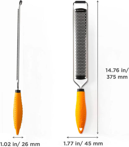 PRO Lemon Zester & Heavy Duty Cheese Grater & Vegetable Grater - Parmesan Cheese Lemon, Garlic, Nutmeg, Chocolate, Fruits, Vegetables, Ginger Grater - Cheese Shredder & Stainless Steel Grater