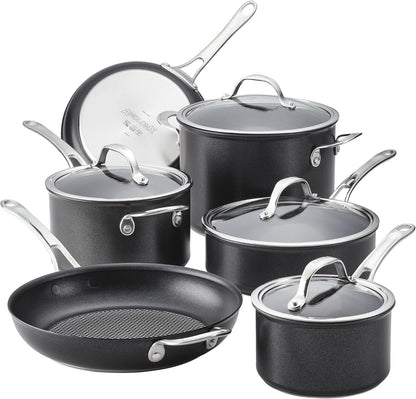 X Hybrid Nonstick Cookware Induction / Pots and Pans Set, 10 Piece - Dark Gray