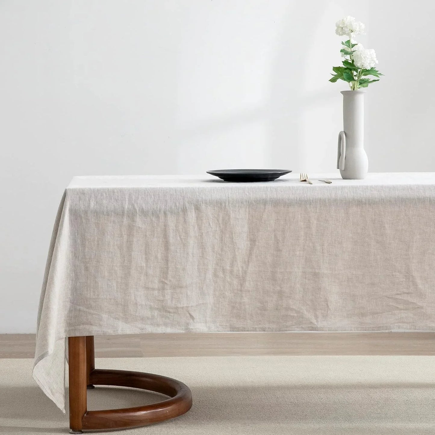 100% Pure Linen Rectangle Tablecloth 84Lx60W Inches for Dining,Weddings and Restaurants,Decorative Halloween,Thanksgiving,Christmas Table Cloth Machine Washable Tablecloths-Natural Linen