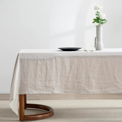 100% Pure Linen Rectangle Tablecloth 84Lx60W Inches for Dining,Weddings and Restaurants,Decorative Halloween,Thanksgiving,Christmas Table Cloth Machine Washable Tablecloths-Natural Linen