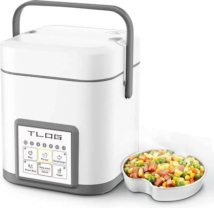 Mini Rice Cooker 2.5 Cups Uncooked, Healthy Ceramic Coating Portable Cooker, 1.2L Travel Small for 1-3 People, Personal Maker, Food Steamer, 12 Hours Delay Timer, Multi-Cooker Grains, Oats