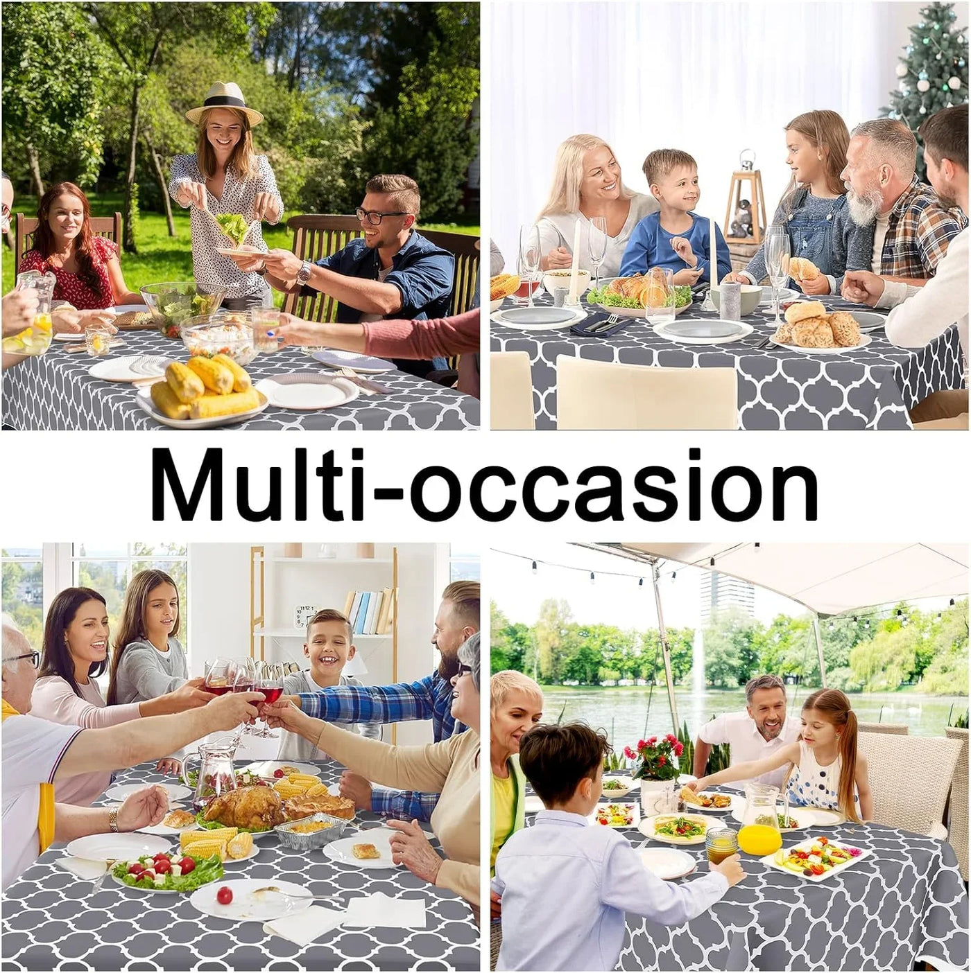 Rectangle Table Cloth, Waterproof Vinyl Tablecloths with Flannel Backing for Rectangle Tables, Wipeable Spillproof Plastic Tablecloth for Dining, Camping, Indoor and Outdoor (60"X84", Grey)