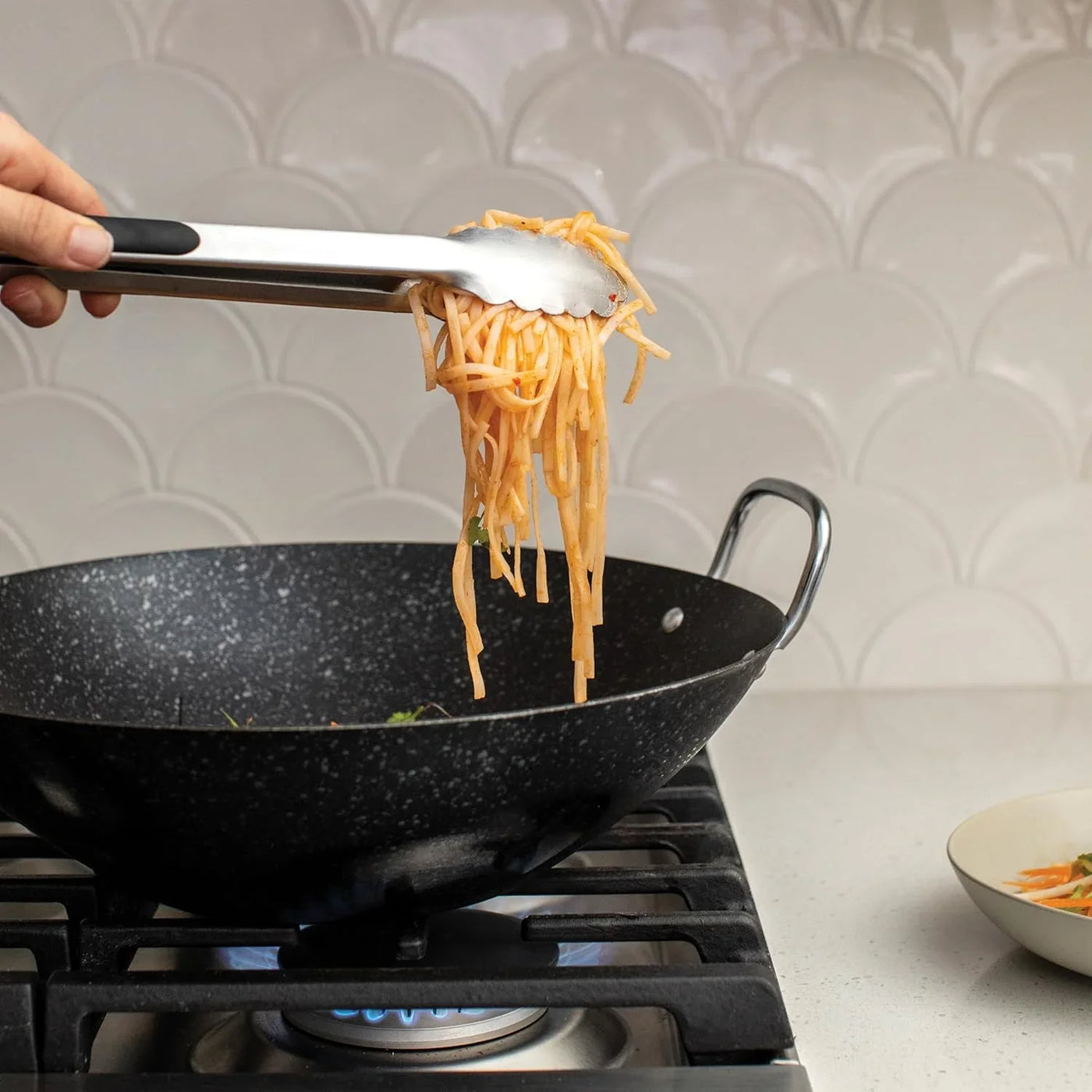Basalt Aluminized Steel Spun Wok, 14-Inch, Ceramic Coating