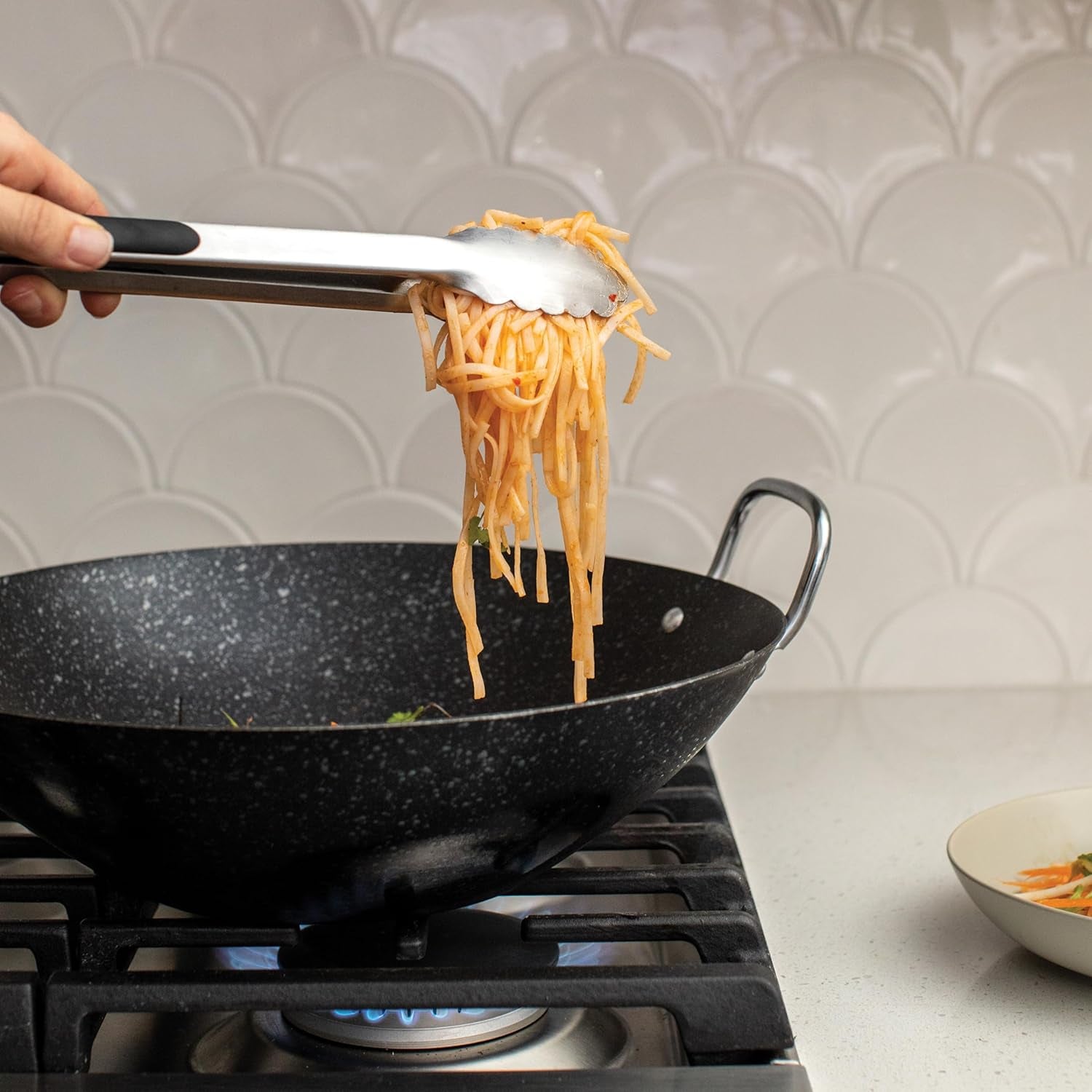 Basalt Aluminized Steel Spun Wok, 14-Inch, Ceramic Coating