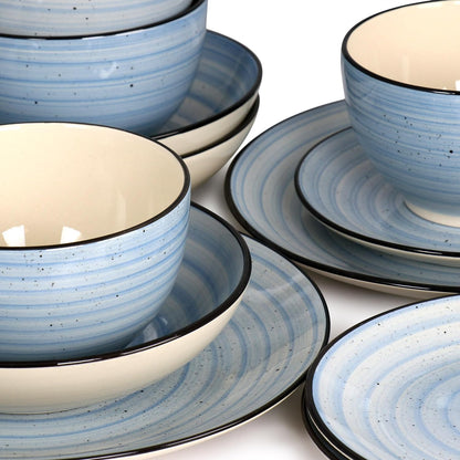 Gia 24 Piece Stoneware Dinnerware Set (Light Blue)
