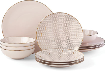 886115 Trianna Blush 12-Piece Dinnerware Set