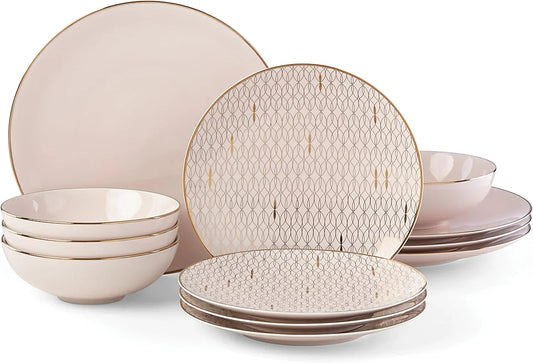 886115 Trianna Blush 12-Piece Dinnerware Set