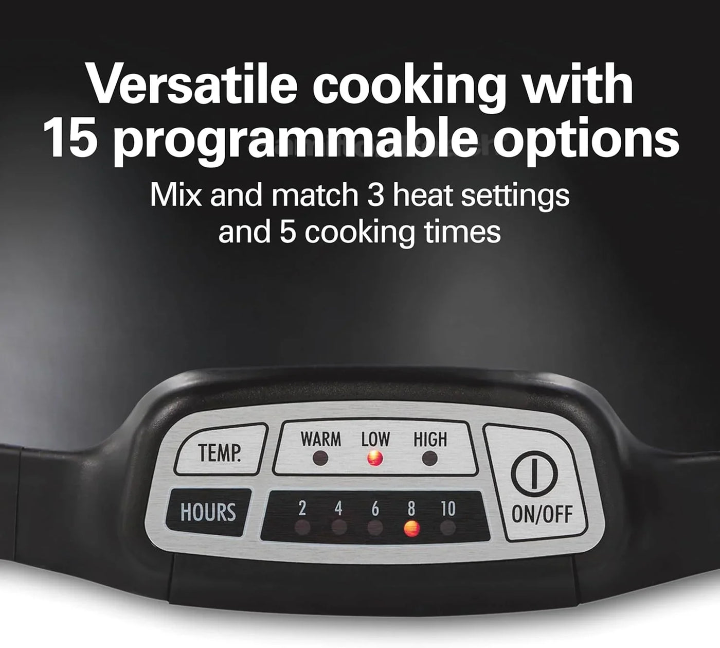 Portable 7 Quart Programmable Slow Cooker with Three Temperature Settings, Lid Latch Strap for Easy Travel, Dishwasher Safe Crock, Black (33474G)
