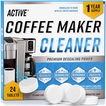 Coffee Machine Cleaner Descaler Tablets - 24 Count, Compatible with Nespresso, Keurig, Ninja, Delonghi, Miele, Coffee Maker Pot Descaling & Cleaning Tabs, Descale Drip Coffe and Espresso Machines