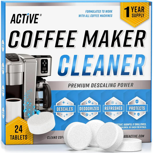 Coffee Machine Cleaner Descaler Tablets - 24 Count, Compatible with Nespresso, Keurig, Ninja, Delonghi, Miele, Coffee Maker Pot Descaling & Cleaning Tabs, Descale Drip Coffe and Espresso Machines