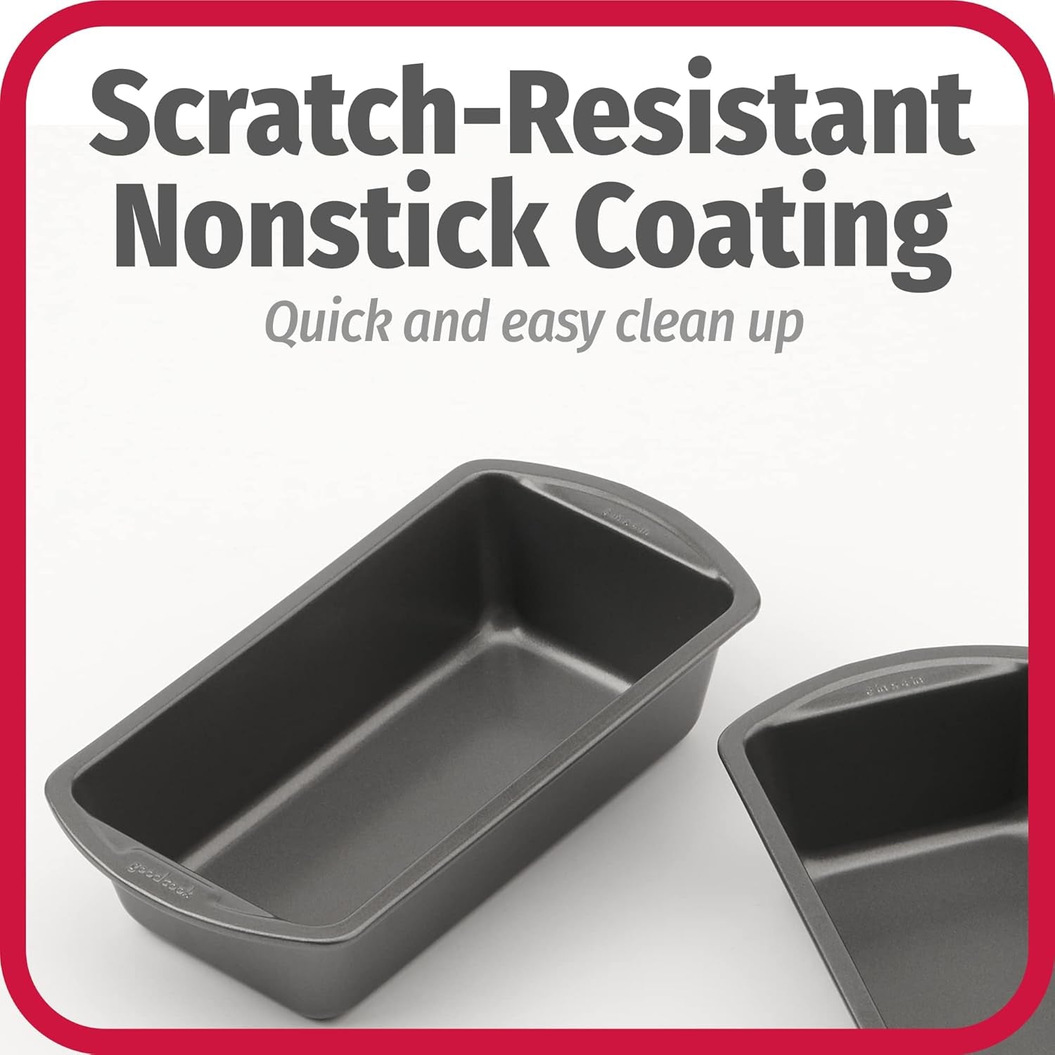 Nonstick Loaf Pan 8 X 4-Inch Heavy-Duty Steel Bakeware with Easy-Clean Non-Stick Coating, Oven & Dishwasher Safe Pan for Meatloaf Breads Lasagnas Casseroles & More, Set of 2, Gray