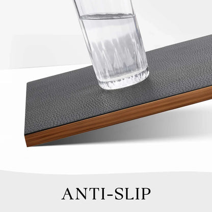 Vinyl Placemats Set of 4, Heat Resistant Place Mats 100% Waterproof Washable & Wipeable Faux Leather Reversible Table Mats for Kitchen Dining Party Indoor Outdoor, 12" X 17", Dark Light/Grey