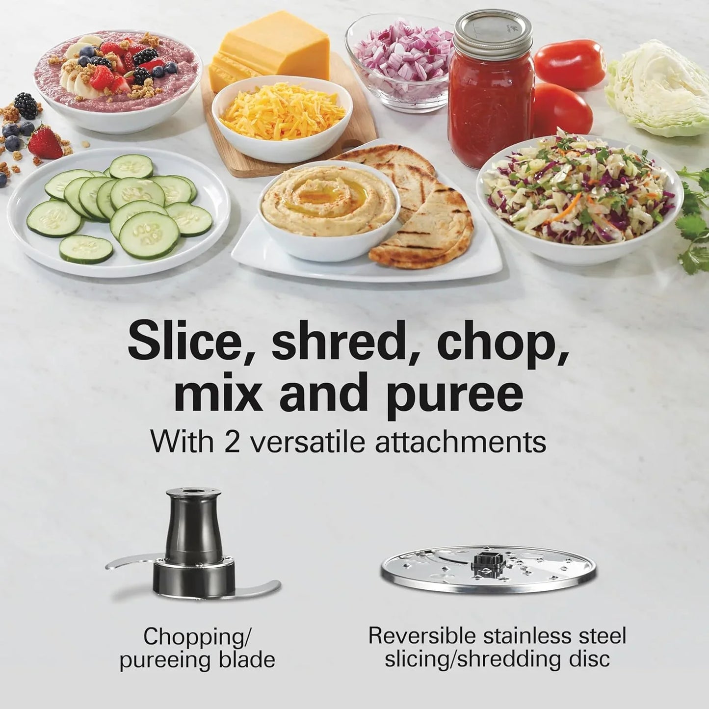 Stack & Snap Food Processor and Vegetable Chopper, BPA Free, Stainless Steel Blades, 12 Cup Bowl, 2-Speed 450 Watt Motor, Black (70725A)