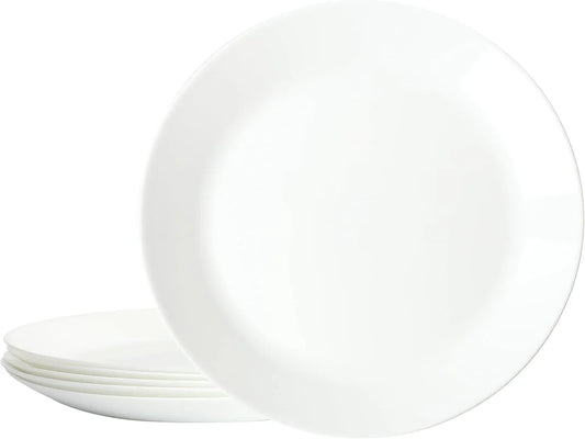 Ultra round 6 Pieces 10 Inch Opal Glass Crack and Chip Resistant Dishes, Lightweight round Dinnerware Set Plates, Microwave & Dishwasher Safe