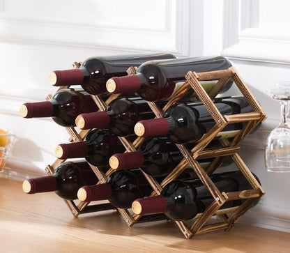 Freestanding Stackable Wine Rack Organizer for Countertop and Cabinets with Foldable Design and Scratch-Resistant Protector