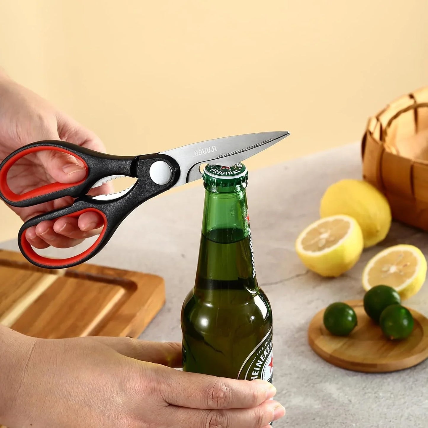 8" Kitchen Scissors All Purpose - 2 Pack Heavy Duty Kitchen Meat Shears, Stainless Steel Multi-Function Food Scissors for Cooking Cutting Chicken, Turkey, Bones, Poultry, Fish, and Vegetables