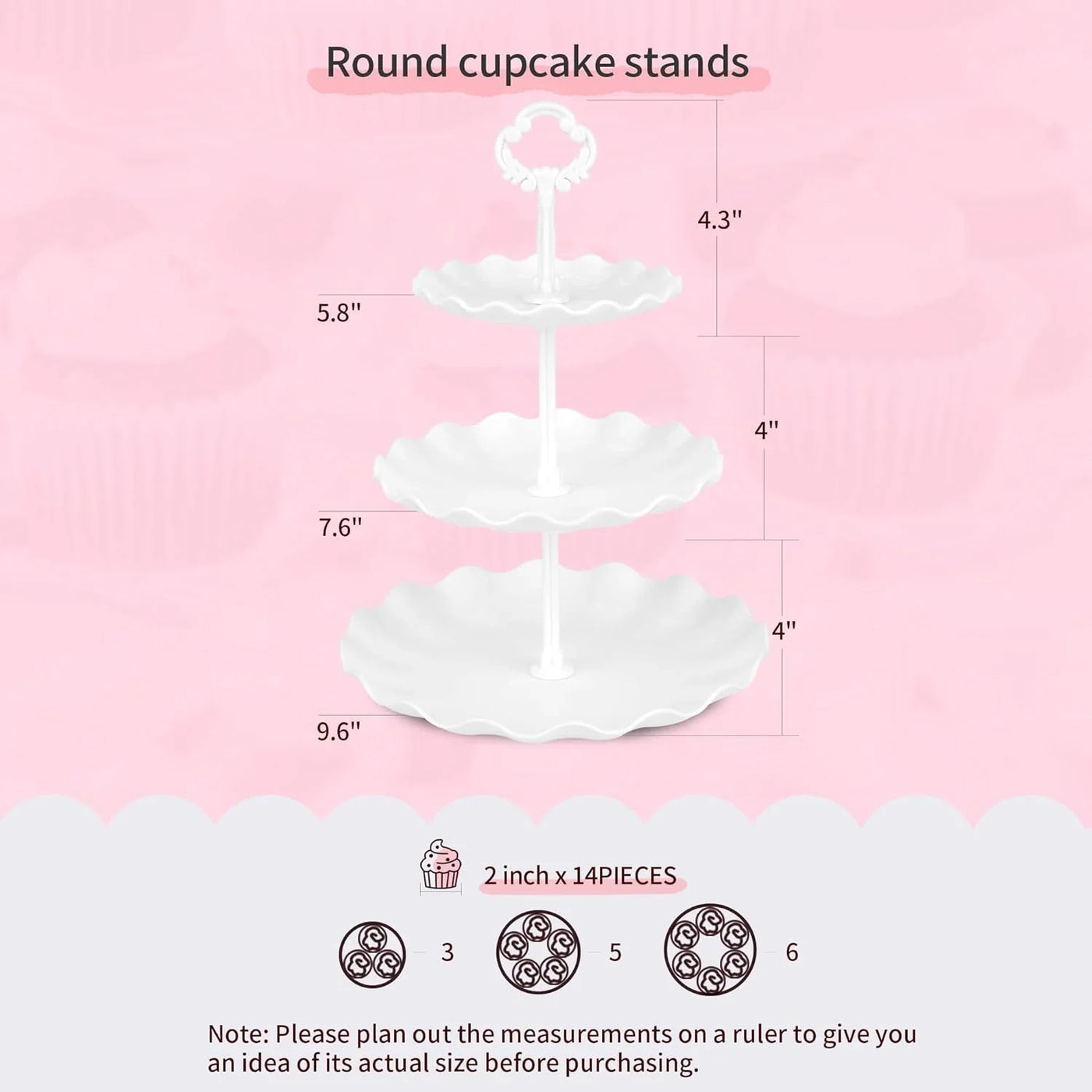 Pack of 10  Cake Stand Set, with 3 X Two-Tier and 3 X Three-Tier Cupcake Stands, 4 X Appetizer Trays, 1 X Tablecloth for Birthday Bridal Baby Shower Party (White)